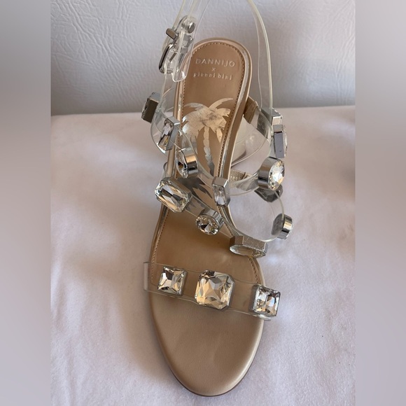 Dannijo  x Bianni Bini Transparent Strap Crystal Studded Block Heel Sandal. 10M - Picture 3 of 12
